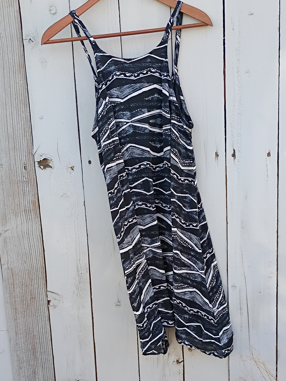 Lush Black and White Striped Dress Dressy Beachy Casual Soft Travel